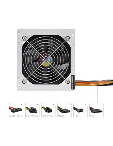 TooQ TQAPOLO-500SP unidad de fuente de alimentación 500 W 20+4 pin ATX ATX Plata