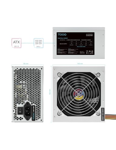 TooQ TQAPOLO-550SP unidad de fuente de alimentación 550 W 20+4 pin ATX ATX Plata