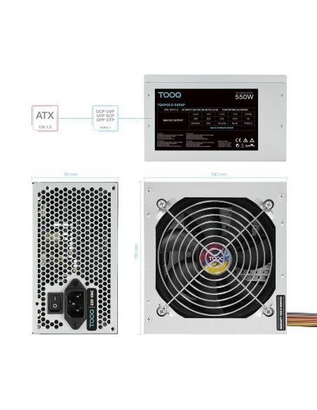 TooQ TQAPOLO-550SP unidad de fuente de alimentación 550 W 20+4 pin ATX ATX Plata