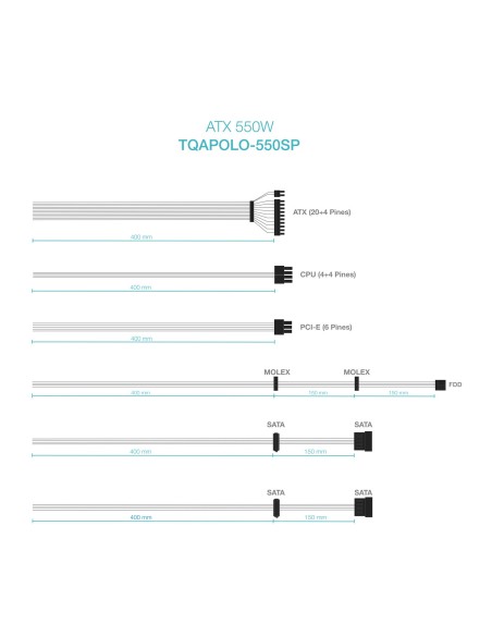 TooQ TQAPOLO-550SP unidad de fuente de alimentación 550 W 20+4 pin ATX ATX Plata