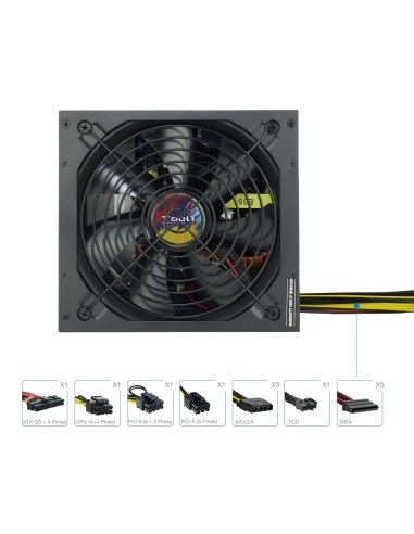 TooQ TQAPOLO-650SP unidad de fuente de alimentación 650 W 20+4 pin ATX ATX Negro