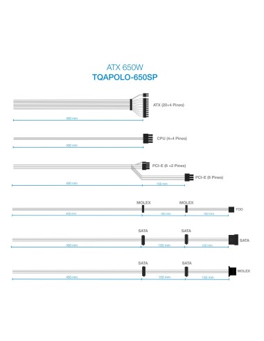 TooQ TQAPOLO-650SP unidad de fuente de alimentación 650 W 20+4 pin ATX ATX Negro