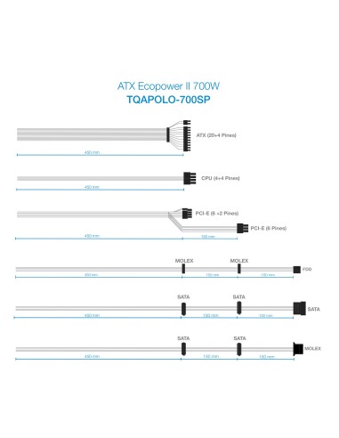 TooQ TQAPOLO-700SP unidad de fuente de alimentación 700 W 20+4 pin ATX ATX Negro