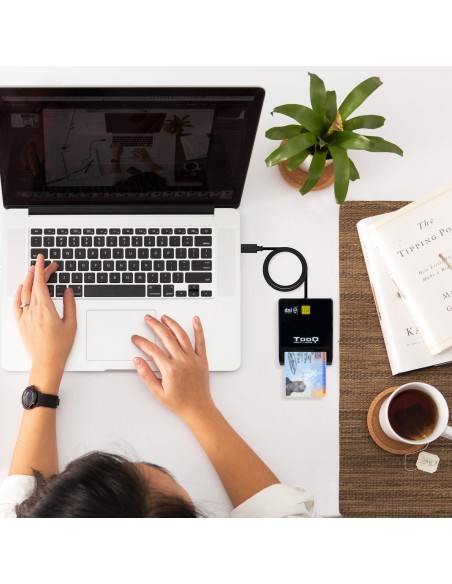 TooQ Lector de Tarjetas Inteligentes DNIe SIM USB-C, Negro