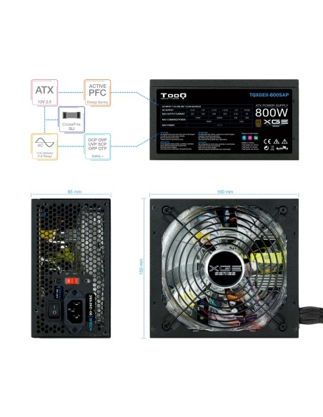 TooQ TQXGEII-800SAP unidad de fuente de alimentación 800 W 20+4 pin ATX ATX Negro