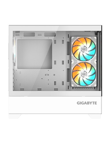 GIGABYTE C201 PANORAMIC ICE Caja para PC – Torre media, m-ATX, compatible con radiador de 360 mm, 3 ventiladores preinstalados,