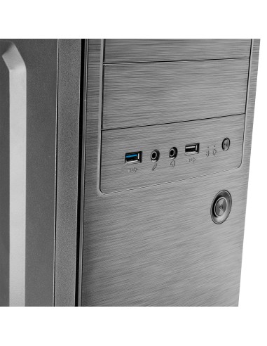 Tacens 2INITIOX, Caja PC Semitorre ATX, Ventilador Lateral 12cm, Frontal Aluminio Pulido, Acero, Negro