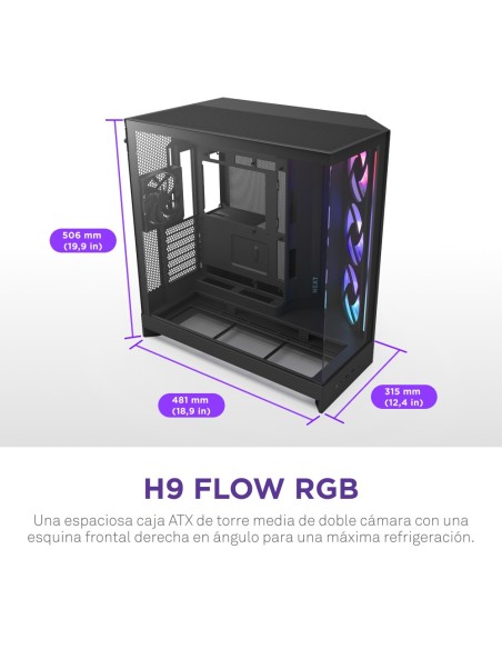NZXT H9 Flow RGB Midi Tower Negro