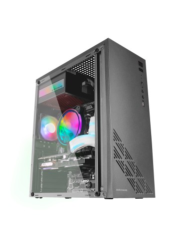 Mars Gaming MC100 - Caja Gaming ATX, ventilador 90mm FRGB, ventilación convect-cool, color negro