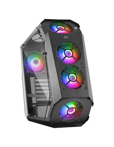Mars Gaming MC51, Caja PC Gaming ATX, Doble Cristal Templado, 5x Ventilador RGB 12cm, Negro