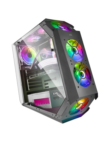 Mars Gaming MC51, Caja PC Gaming ATX, Doble Cristal Templado, 5x Ventilador RGB 12cm, Negro