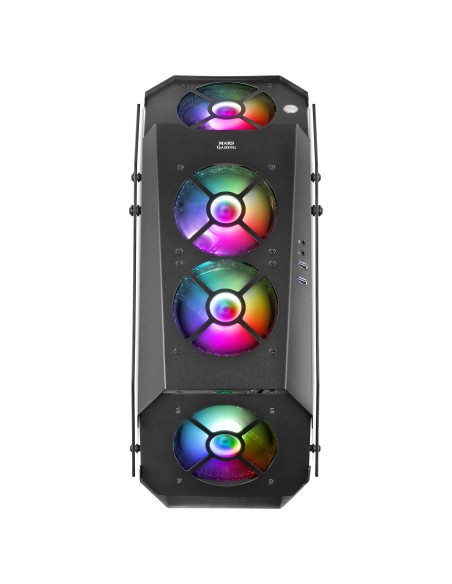 Mars Gaming MC51, Caja PC Gaming ATX, Doble Cristal Templado, 5x Ventilador RGB 12cm, Negro