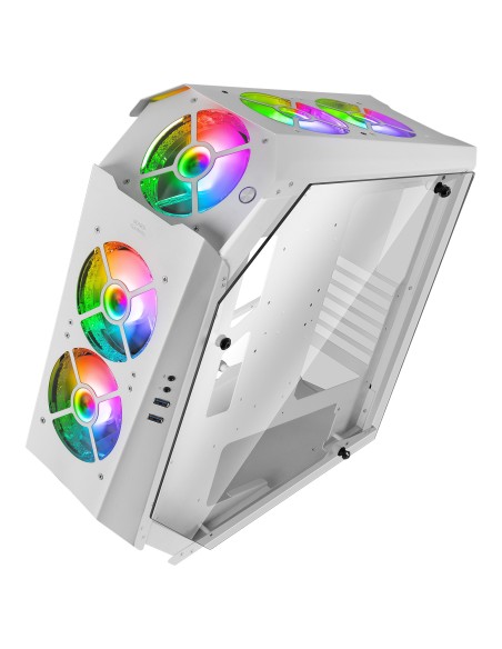 Mars Gaming MC51W, Caja PC Gaming ATX, Doble Cristal Templado, 5x Ventilador RGB 12cm, Blanco