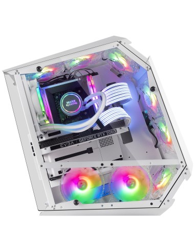Mars Gaming MC51W, Caja PC Gaming ATX, Doble Cristal Templado, 5x Ventilador RGB 12cm, Blanco