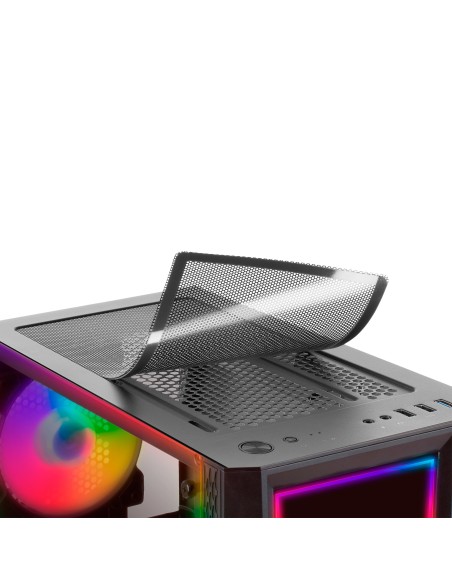 Mars Gaming MC-ART Negro, Caja PC Gaming ATX, Doble Cristal Templado Dibujable, ARGB 12 Modos, Ventilador 12cm