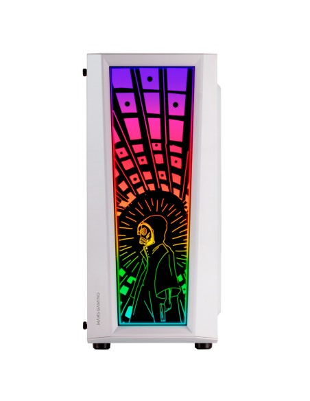 Mars Gaming MC-ART Blanco, Caja PC Gaming ATX, Doble Cristal Templado Dibujable, ARGB 12 Modos, Ventilador 12 cm