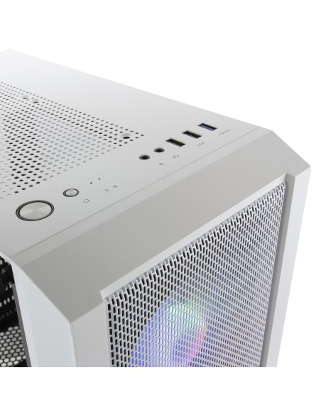 Mars Gaming MC-C, Caja PC ATX, Panel Frontal Metal-Mesh, Cristal Templado, 3 Ventiladores Frontales FRGB 120mm, Blanco