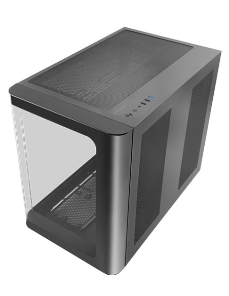Mars Gaming MC-FUSION, Caja Gaming ATX, Ventana Lateral Completa y Frontal Curvo Cristal Templado Continuo, Semitorre PC Doble