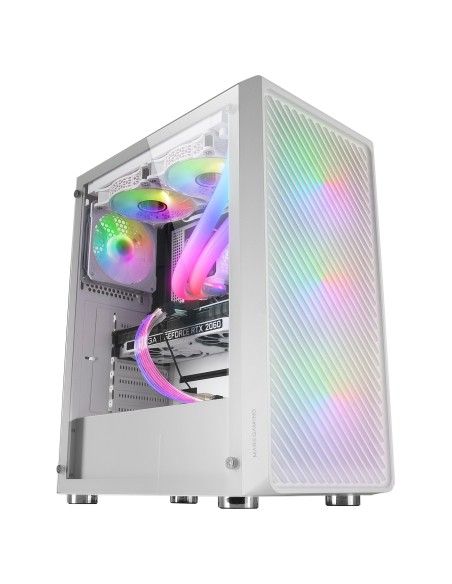 Mars Gaming MC-F, Semitorre Gaming ATX, Ventana Completa Cristal Templado, Frontal Metal-Mesh, 4X Ventiladores ARGB 120mm,