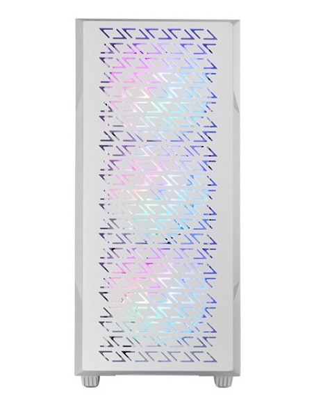 Mars Gaming MC-GEO, Caja Gaming ATX, 4x Ventiladores FRGB Rainbow 12cm, Panel Frontal Mesh Geométrico, Ventana Lateral Cristal