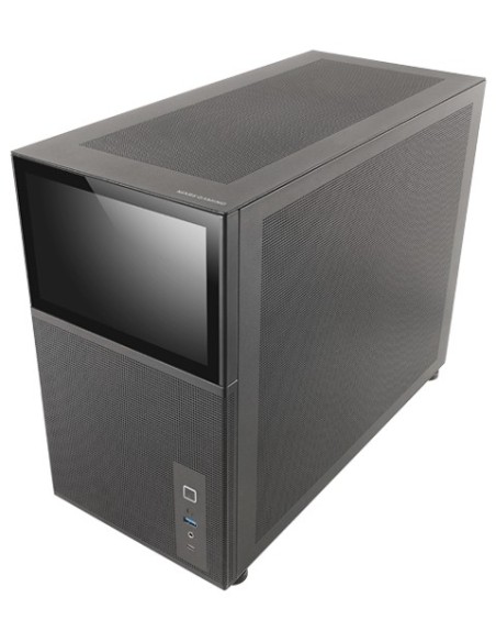 Mars Gaming MC-LCD, Caja PC Compacta Micro-ATX, Pantalla LCD IPS 8", Rejilla Mesh Lateral, Superior y Frontal, Ventana Lateral