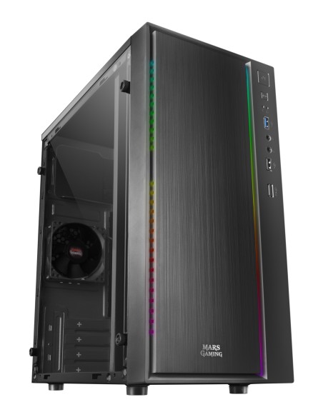 Mars Gaming MCM, Caja PC Micro ATX, Compacta, 16 Modos ARGB, Ventilador 8 cm