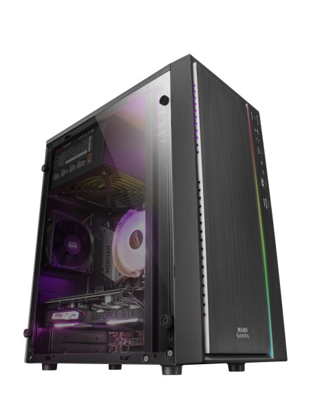 Mars Gaming MCM, Caja PC Micro ATX, Compacta, 16 Modos ARGB, Ventilador 8 cm