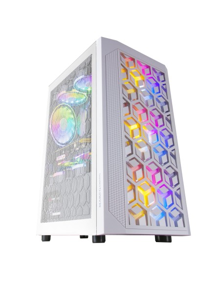 Mars Gaming MCMESHW Blanco, Caja PC Gaming, Micro ATX, Diseño Mesh Total, 3x Ventilador FRGB