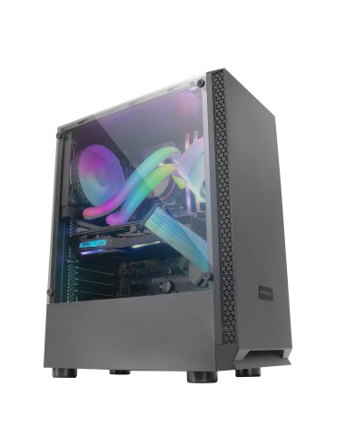 Mars Gaming MCN2, Caja PC Gaming ATX, Ventana Lateral Completa, Rejilla Delantera, Diseño Cámara Dual, Ventilador Trasero 12cm,