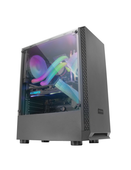 Mars Gaming MCN2, Caja PC Gaming ATX, Ventana Lateral Completa, Rejilla Delantera, Diseño Cámara Dual, Ventilador Trasero 12cm,