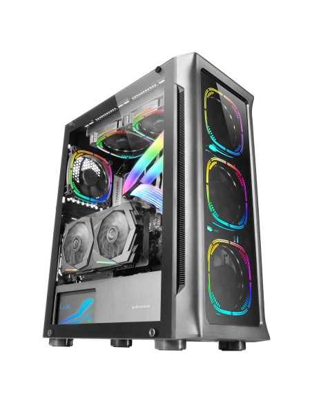 Mars Gaming MC-NEO, Torre Gaming XXL E-ATX, Ventana Lateral y Frontal Cristal Templado, 4X Ventiladores ARGB 120mm + Ventilador