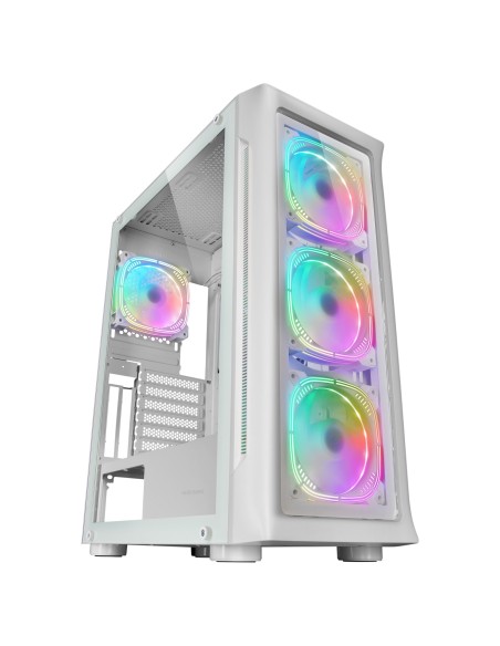 Mars Gaming MC-NEO, Torre Gaming XXL E-ATX, Ventana Lateral y Frontal Cristal Templado, 4X Ventiladores ARGB 120mm + Ventilador