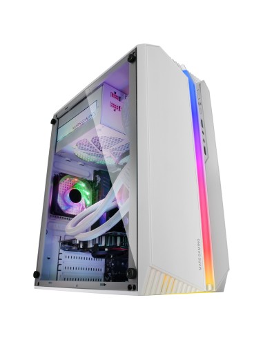 Mars Gaming MC-S1, Caja PC Compacta Gaming Micro-ATX, Iluminación ARGB 12 Modos, Ventilador FRGB, Ventana Lateral Completa RGB,