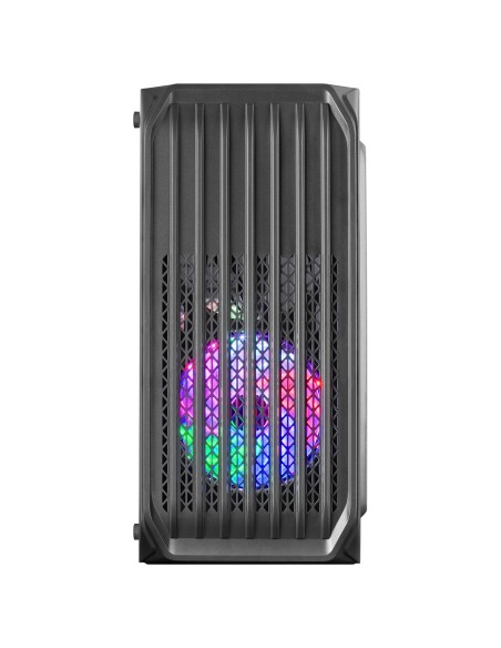 Mars Gaming MC-S2, Caja PC Compacta Gaming Micro-ATX, 2 Ventiladores FRGB Raibow con Rejilla Frontal, Ventana Lateral Completa,
