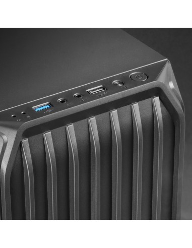 Mars Gaming MC-S2, Caja PC Compacta Gaming Micro-ATX, 2 Ventiladores FRGB Raibow con Rejilla Frontal, Ventana Lateral Completa,