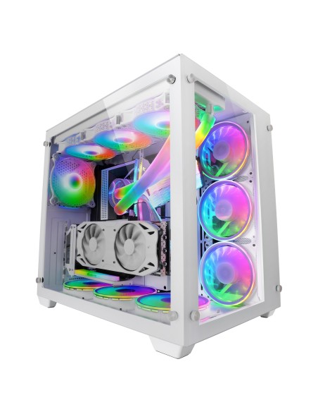 Mars Gaming Torre Gaming Custom XXL E-ATX, Ventana Cristal Templado Lateral y Frontal, Estructura Modular Doble Cámara, MCV3,