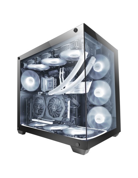 Mars Gaming MCV4 Negra, Torre Gaming Custom XXL E-ATX, Ventana Cristal Templado Lateral y Frontal Sin Marco, Estructura Modular