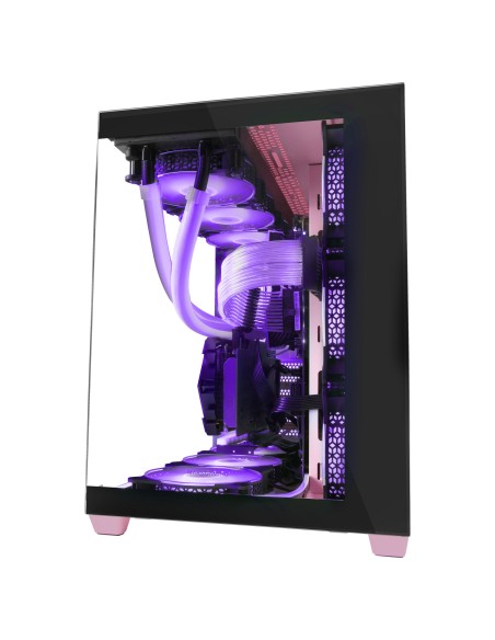 Mars Gaming MCV4 Rosa, Torre Gaming Custom XXL E-ATX, Ventana Cristal Templado Lateral y Frontal Sin Marco, Estructura Modular