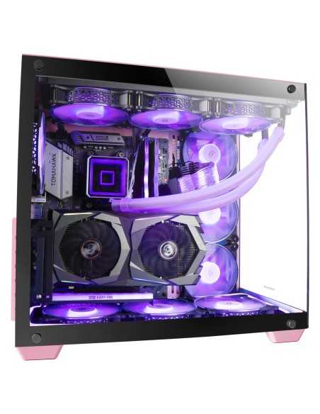 Mars Gaming MCV4 Rosa, Torre Gaming Custom XXL E-ATX, Ventana Cristal Templado Lateral y Frontal Sin Marco, Estructura Modular