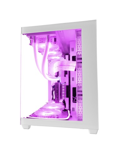 Mars Gaming MCV4 Blanco, Torre Gaming Custom XXL E-ATX, Ventana Cristal Templado Lateral y Frontal Sin Marco, Estructura