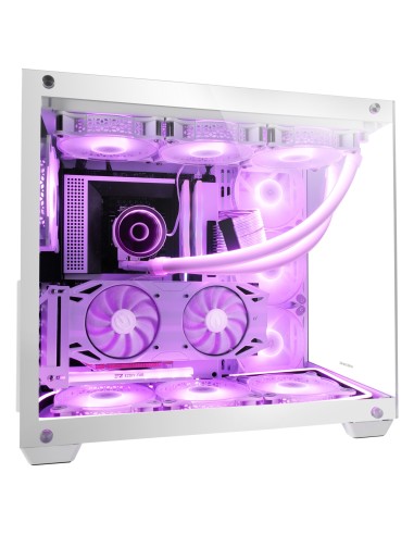 Mars Gaming MCV4 Blanco, Torre Gaming Custom XXL E-ATX, Ventana Cristal Templado Lateral y Frontal Sin Marco, Estructura