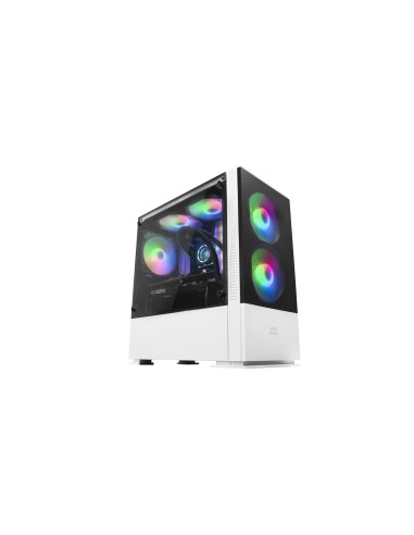 Mars Gaming MCZW, Caja PC Compacta Premium, MicroATX, Panel+Frontal Mesh, Blanco