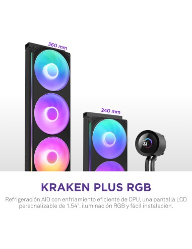 NZXT Kraken Plus RGB 240 Procesador Sistema de refrigeración líquida todo en uno 12 cm Negro