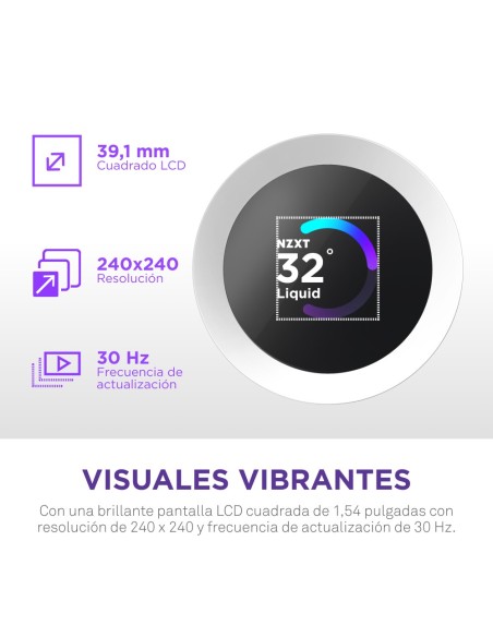 NZXT Kraken Plus RGB 240 Procesador Sistema de refrigeración líquida todo en uno 12 cm Blanco