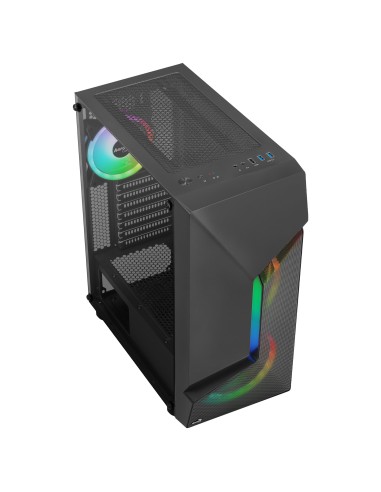 Aerocool SCAPEBKV3 Caja Gaming ATX Frontal RGB LED Cristal Templado 3xVentiladores ARGB Negro