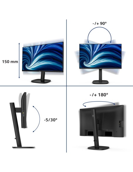 Philips 3000 series 24B2N3200J 00 pantalla para PC 60,5 cm (23.8") 1920 x 1080 Pixeles Full HD LCD Negro