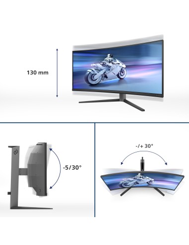 Philips Evnia 34M2C6500 00 pantalla para PC 86,4 cm (34") 3440 x 1440 Pixeles Wide Quad HD QD-OLED Gris