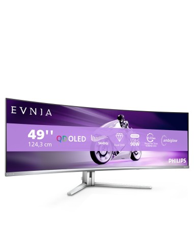 Philips Evnia 8000 49M2C8900L 00 pantalla para PC 124,2 cm (48.9") 5120 x 1440 Pixeles Dual QHD QD-OLED Blanco