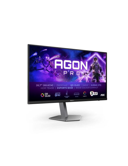 AOC AGON PRO AG276QZD2 pantalla para PC 67,3 cm (26.5") 2560 x 1440 Pixeles Quad HD QD-OLED Gris