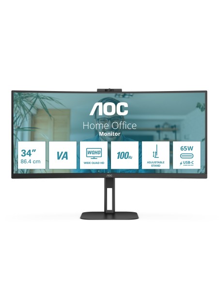 AOC V5 CU34V5CW LED display 86,4 cm (34") 3440 x 1440 Pixeles Wide Quad HD Negro